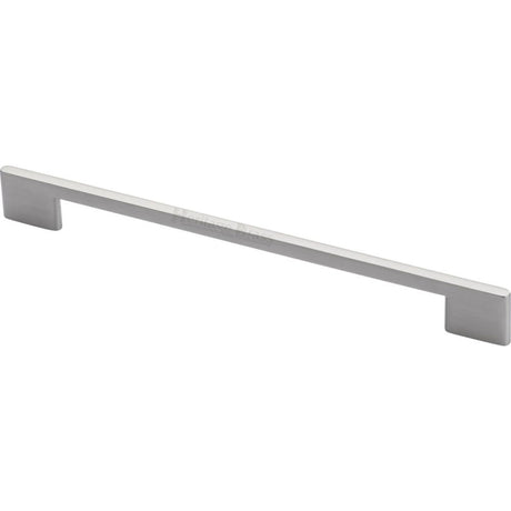 This is an image of a Heritage Brass - Cabinet Pull Slim Metro Design 256mm CTC Satin Nickel Finish, c3681-256-sn that is available to order from T.H Wiggans Ironmongery in Kendal.