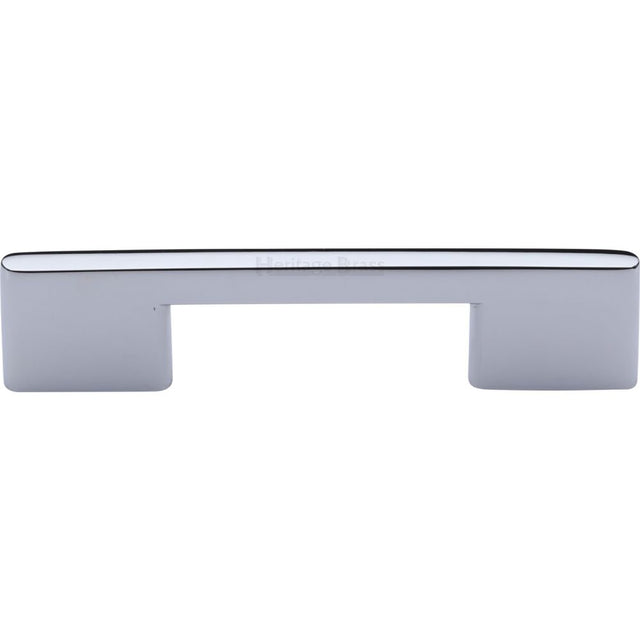 This is an image of a Heritage Brass - Cabinet Pull Slim Metro Design 96mm CTC Polished Chrome Finish, c3681-96-pc that is available to order from T.H Wiggans Ironmongery in Kendal.