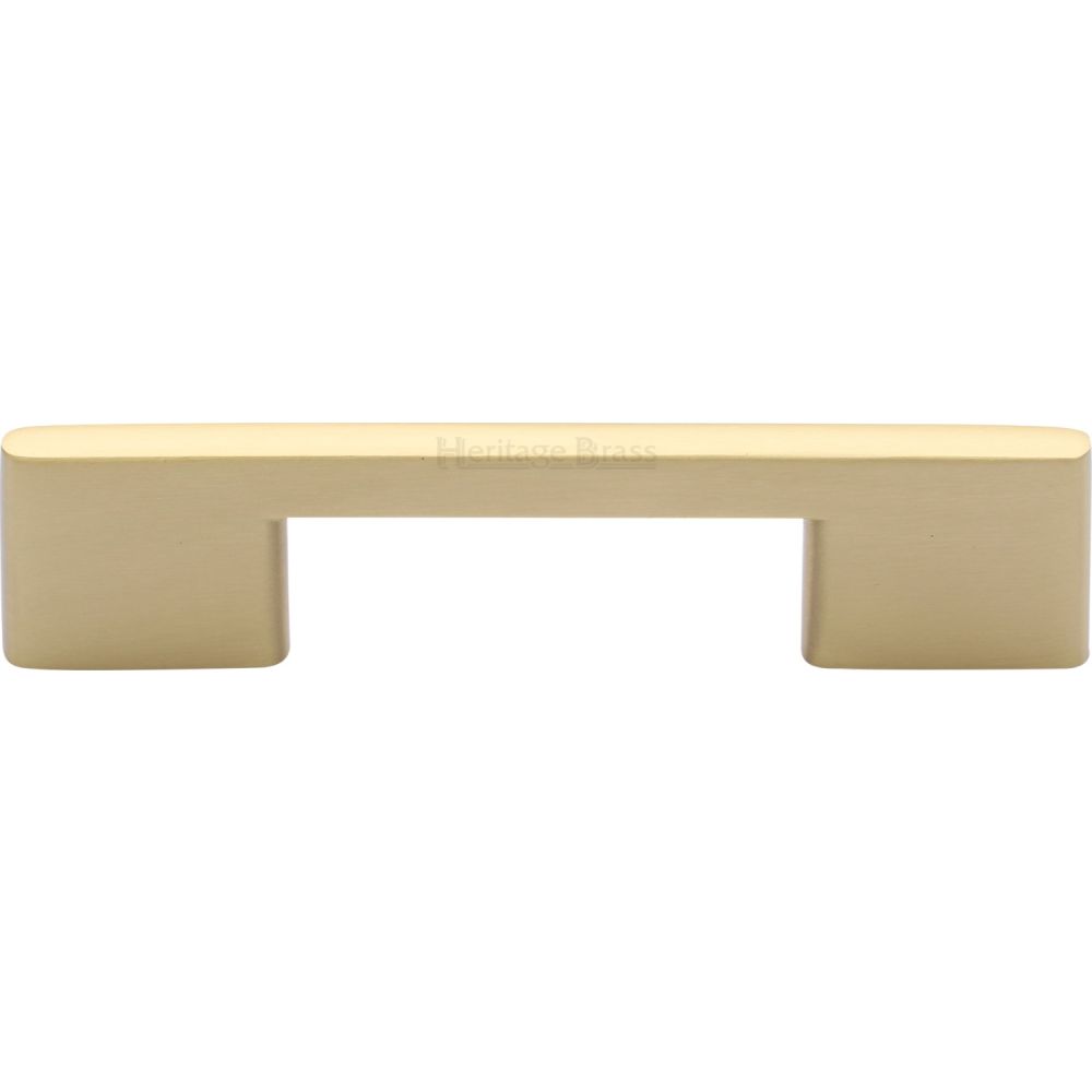 This is an image of a Heritage Brass - Cabinet Pull Slim Metro Design 96mm CTC Satin Brass Finish, c3681-96-sb that is available to order from T.H Wiggans Ironmongery in Kendal.