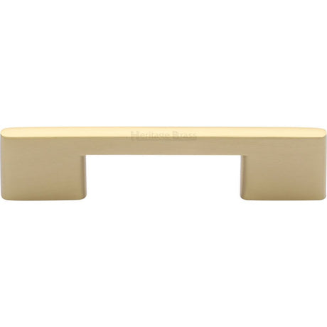 This is an image of a Heritage Brass - Cabinet Pull Slim Metro Design 96mm CTC Satin Brass Finish, c3681-96-sb that is available to order from T.H Wiggans Ironmongery in Kendal.