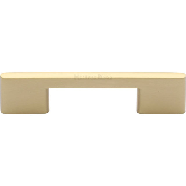 This is an image of a Heritage Brass - Cabinet Pull Slim Metro Design 96mm CTC Satin Brass Finish, c3681-96-sb that is available to order from T.H Wiggans Ironmongery in Kendal.