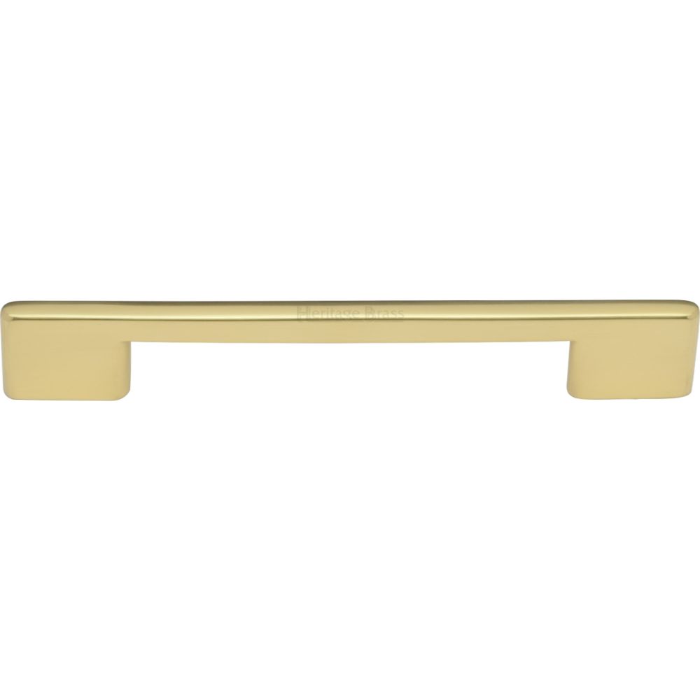 This is an image of a Heritage Brass - Cabinet Pull Slim Metro Design 160mm CTC Polished Brass Finish, c3681-160-pb that is available to order from T.H Wiggans Ironmongery in Kendal.