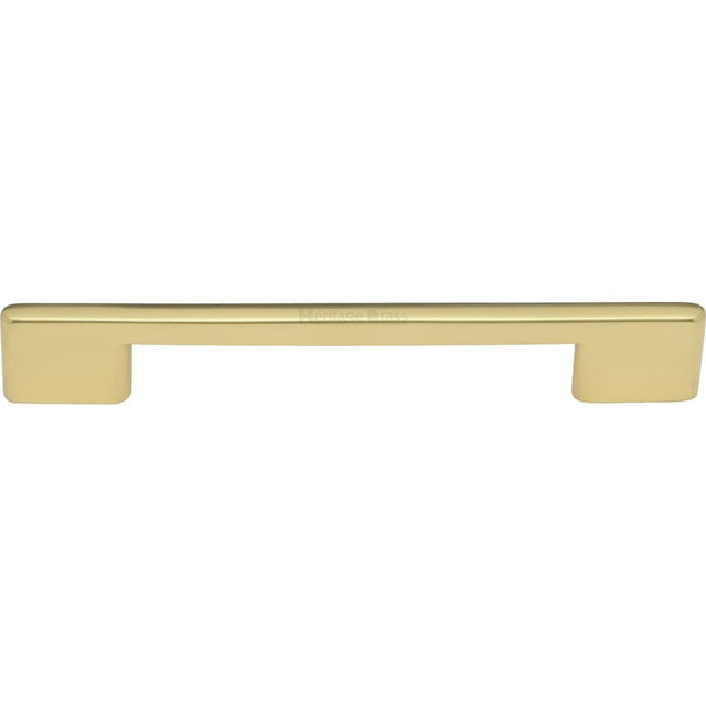 This is an image of a Heritage Brass - Cabinet Pull Slim Metro Design 160mm CTC Polished Brass Finish, c3681-160-pb that is available to order from T.H Wiggans Ironmongery in Kendal.