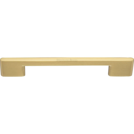 This is an image of a Heritage Brass - Cabinet Pull Slim Metro Design 160mm CTC Satin Brass Finish, c3681-160-sb that is available to order from T.H Wiggans Ironmongery in Kendal.
