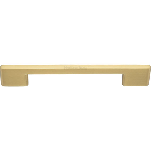 This is an image of a Heritage Brass - Cabinet Pull Slim Metro Design 160mm CTC Satin Brass Finish, c3681-160-sb that is available to order from T.H Wiggans Ironmongery in Kendal.