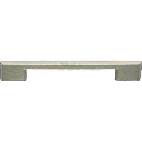 This is an image of a Heritage Brass - Cabinet Pull Slim Metro Design 160mm CTC Satin Nickel Finish, c3681-160-sn that is available to order from T.H Wiggans Ironmongery in Kendal.