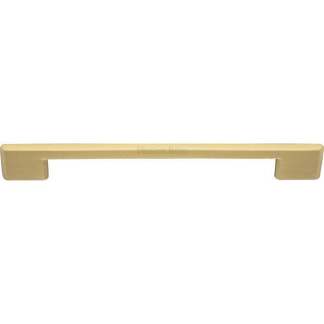 This is an image of a Heritage Brass - Cabinet Pull Slim Metro Design 192mm CTC Satin Brass Finish, c3681-192-sb that is available to order from T.H Wiggans Ironmongery in Kendal.
