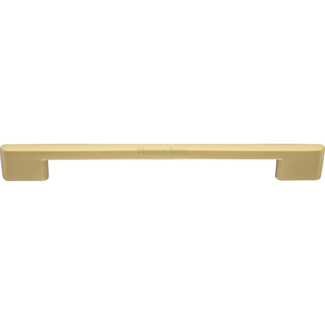 This is an image of a Heritage Brass - Cabinet Pull Slim Metro Design 192mm CTC Satin Brass Finish, c3681-192-sb that is available to order from T.H Wiggans Ironmongery in Kendal.