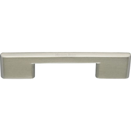 This is an image of a Heritage Brass - Cabinet Pull Slim Metro Design 96mm CTC Satin Nickel Finish, c3681-96-sn that is available to order from T.H Wiggans Ironmongery in Kendal.