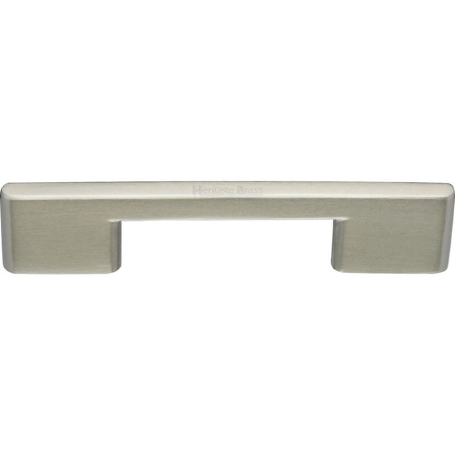 This is an image of a Heritage Brass - Cabinet Pull Slim Metro Design 96mm CTC Satin Nickel Finish, c3681-96-sn that is available to order from T.H Wiggans Ironmongery in Kendal.
