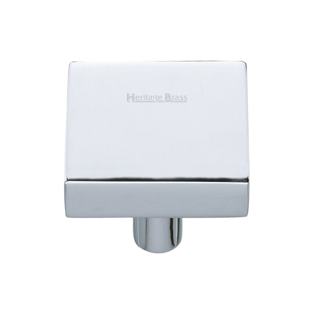This is an image of a Heritage Brass - Cabinet Knob Square Design 32mm Polished Chrome Finish, c3685-32-pc that is available to order from T.H Wiggans Ironmongery in Kendal.