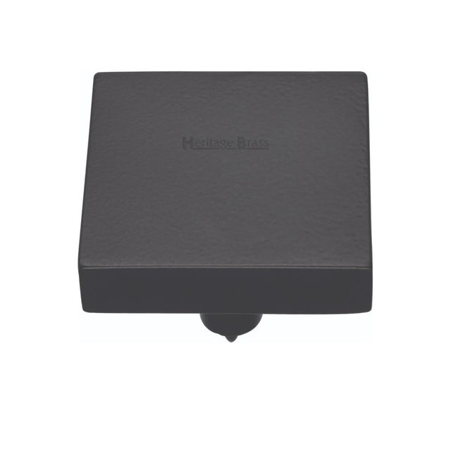 This is an image of a Heritage Brass - Cabinet Knob Square Design 38mm Matt Black Finish, c3685-38-bkmt that is available to order from T.H Wiggans Ironmongery in Kendal.