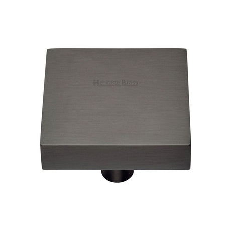 This is an image of a Heritage Brass - Cabinet Knob Square Design 38mm Matt Bronze Finish, c3685-38-mb that is available to order from T.H Wiggans Ironmongery in Kendal.