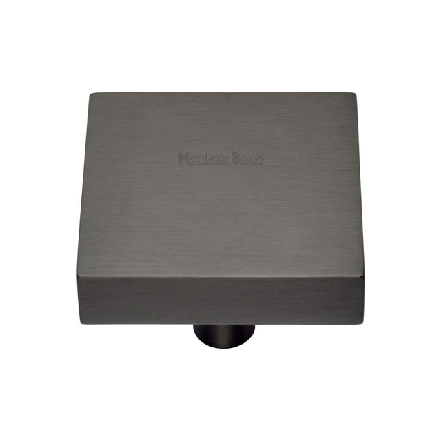 This is an image of a Heritage Brass - Cabinet Knob Square Design 38mm Matt Bronze Finish, c3685-38-mb that is available to order from T.H Wiggans Ironmongery in Kendal.