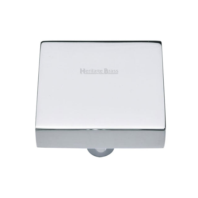 This is an image of a Heritage Brass - Cabinet Knob Square Design 38mm Polished Chrome Finish, c3685-38-pc that is available to order from T.H Wiggans Ironmongery in Kendal.