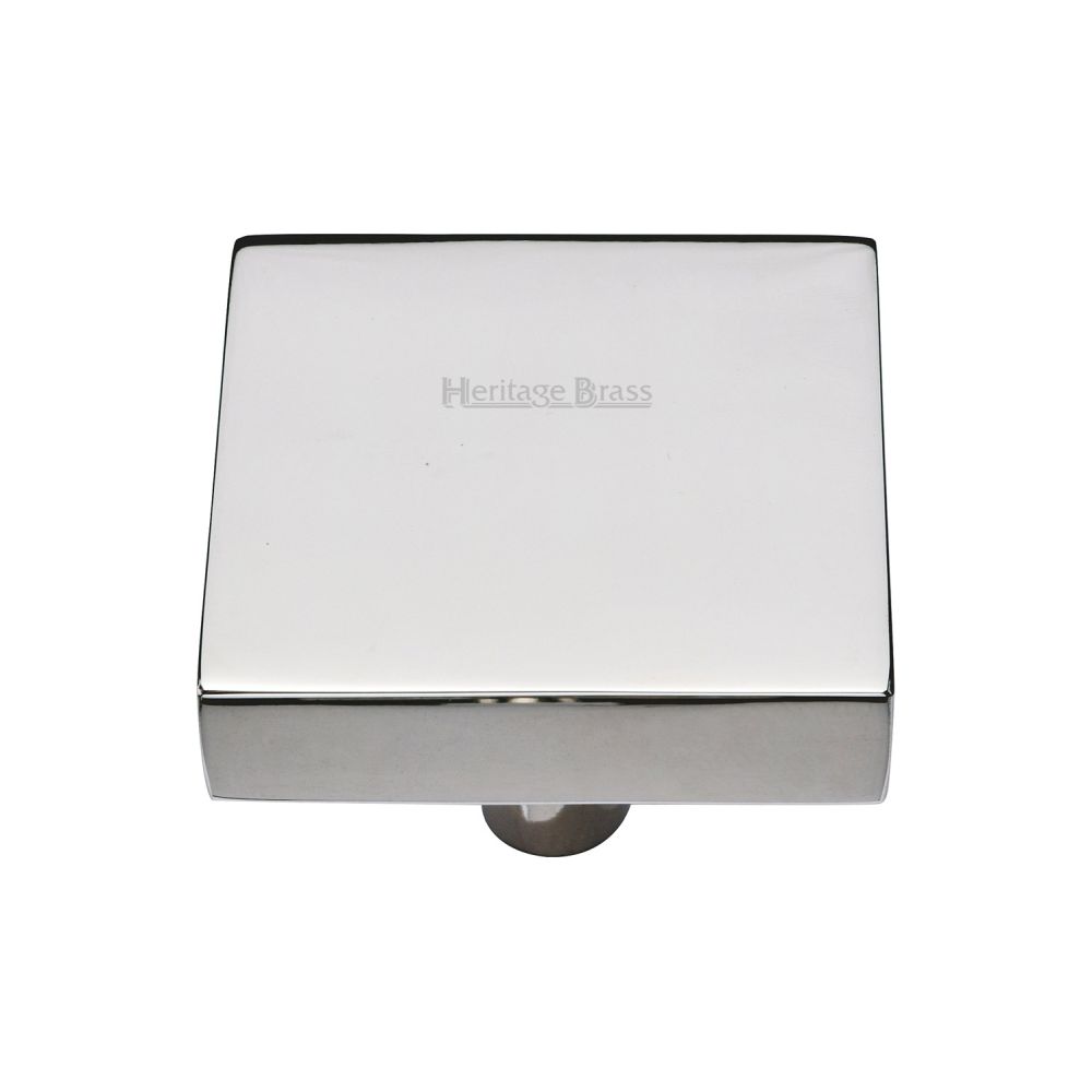 This is an image of a Heritage Brass - Cabinet Knob Square Design 38mm Polished Nickel Finish, c3685-38-pnf that is available to order from T.H Wiggans Ironmongery in Kendal.