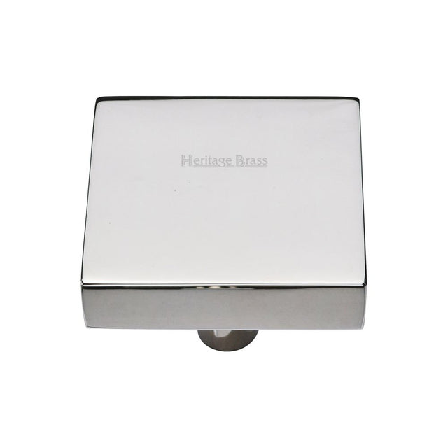 This is an image of a Heritage Brass - Cabinet Knob Square Design 38mm Polished Nickel Finish, c3685-38-pnf that is available to order from T.H Wiggans Ironmongery in Kendal.