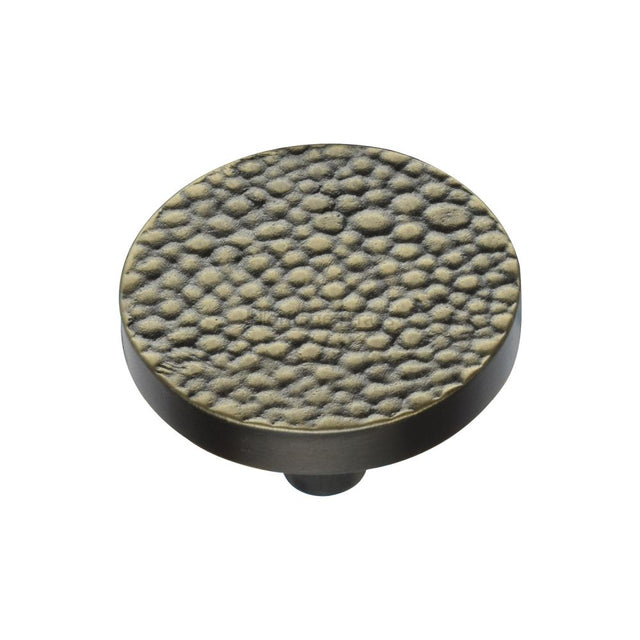 This is an image of a Heritage Brass - Cabinet Knob Round Stingray Design 38mm Aged Brass Finish, c3686-38-ab that is available to order from T.H Wiggans Ironmongery in Kendal.