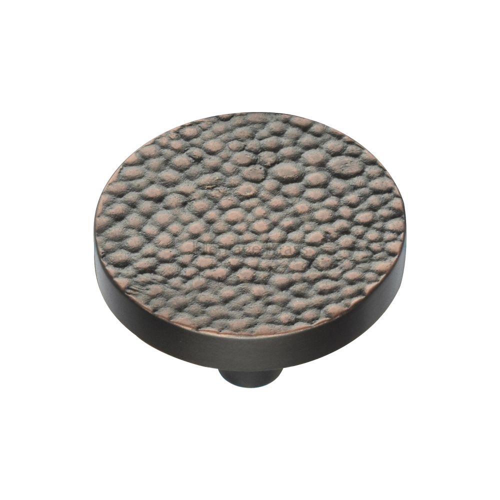 This is an image of a Heritage Brass - Cabinet Knob Round Stingray Design 38mm Aged Copper Finish, c3686-38-ac that is available to order from T.H Wiggans Ironmongery in Kendal.