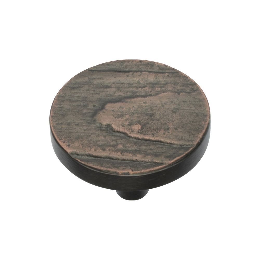 This is an image of a Heritage Brass - Cabinet Knob Round Pine Design 38mm Aged Copper Finish, c3697-38-ac that is available to order from T.H Wiggans Ironmongery in Kendal.