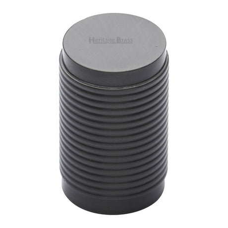 This is an image of a Heritage Brass - Cabinet Knob Cylindric Ribbed Design 21mm Matt Bronze Finish, c3850-mb that is available to order from T.H Wiggans Ironmongery in Kendal.