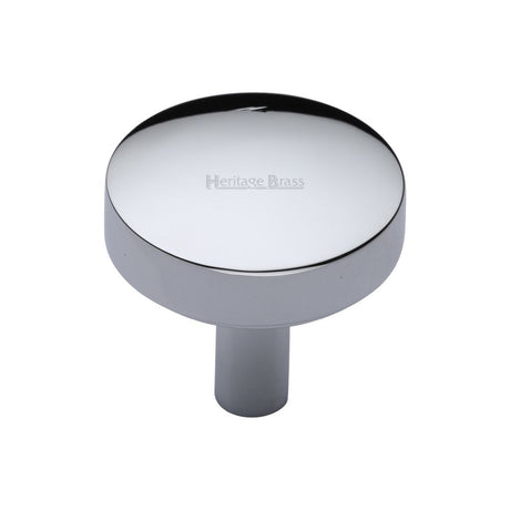 This is an image of a Heritage Brass - Cabinet Knob Domed Disc Design 32mm Polished Chrome Finish, c3875-32-pc that is available to order from T.H Wiggans Ironmongery in Kendal.