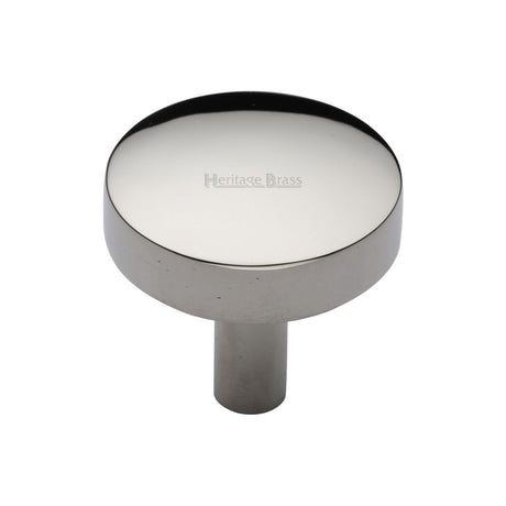 This is an image of a Heritage Brass - Cabinet Knob Domed Disc Design 32mm Polished Nickel Finish, c3875-32-pnf that is available to order from T.H Wiggans Ironmongery in Kendal.
