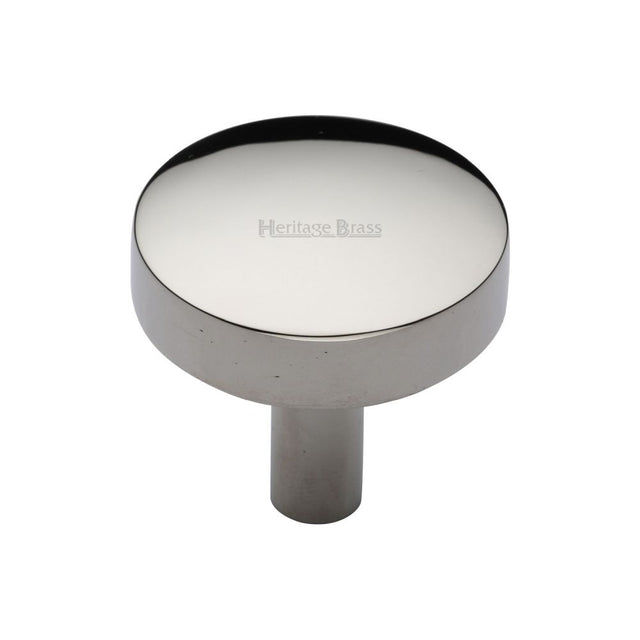 This is an image of a Heritage Brass - Cabinet Knob Domed Disc Design 32mm Polished Nickel Finish, c3875-32-pnf that is available to order from T.H Wiggans Ironmongery in Kendal.