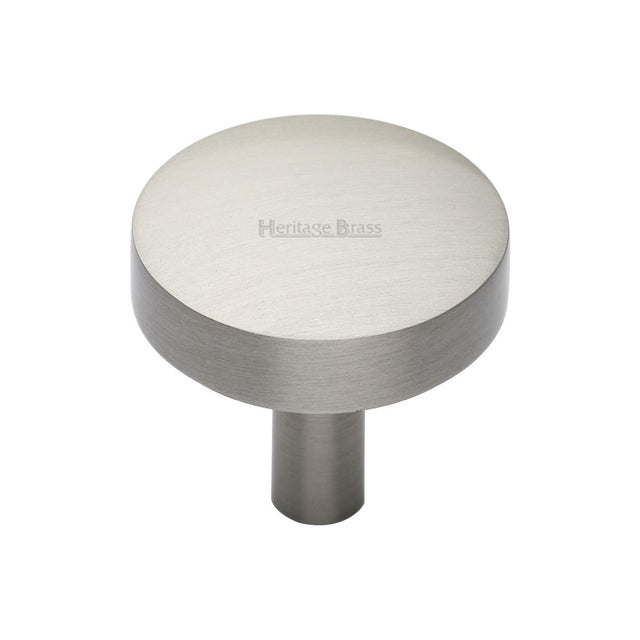 This is an image of a Heritage Brass - Cabinet Knob Domed Disc Design 32mm Satin Nickel Finish, c3875-32-sn that is available to order from T.H Wiggans Ironmongery in Kendal.