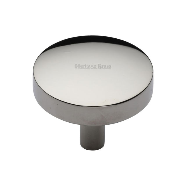 This is an image of a Heritage Brass - Cabinet Knob Domed Disc Design 38mm Polished Nickel Finish, c3875-38-pnf that is available to order from T.H Wiggans Ironmongery in Kendal.