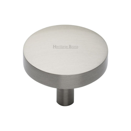 This is an image of a Heritage Brass - Cabinet Knob Domed Disc Design 38mm Satin Nickel Finish, c3875-38-sn that is available to order from T.H Wiggans Ironmongery in Kendal.