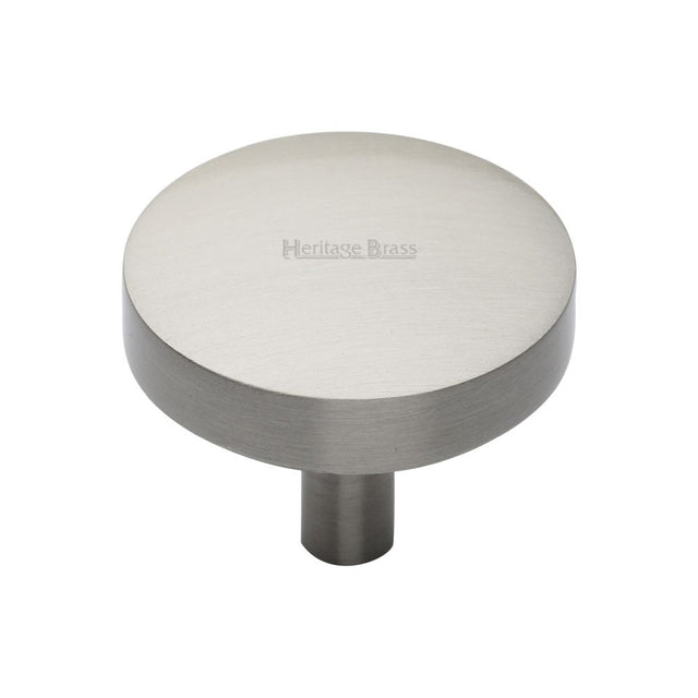 This is an image of a Heritage Brass - Cabinet Knob Domed Disc Design 38mm Satin Nickel Finish, c3875-38-sn that is available to order from T.H Wiggans Ironmongery in Kendal.