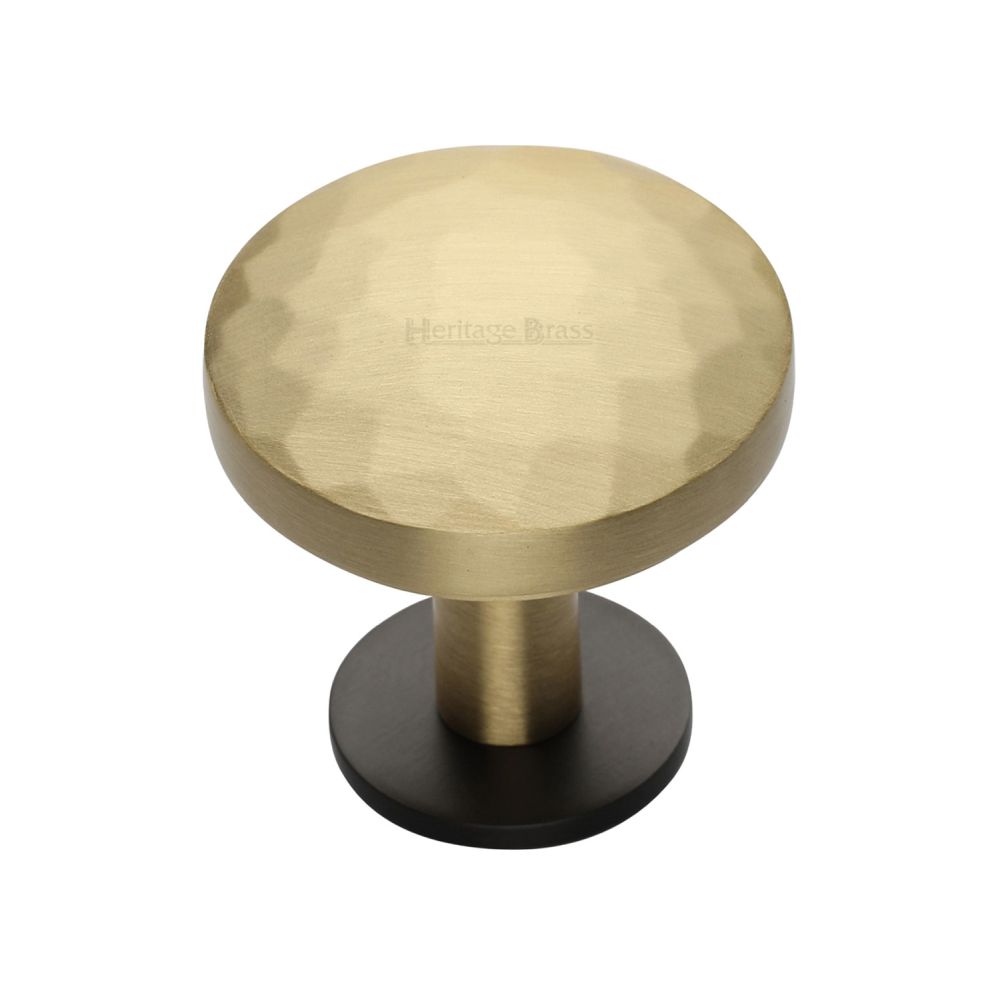 This is an image of a Heritage Brass - Cabinet Knob Round Hammered Design with Rose 32mm Matt Bronze/S, c3876-32-bsb that is available to order from T.H Wiggans Ironmongery in Kendal.