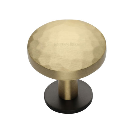 This is an image of a Heritage Brass - Cabinet Knob Round Hammered Design with Rose 32mm Matt Bronze/S, c3876-32-bsb that is available to order from T.H Wiggans Ironmongery in Kendal.