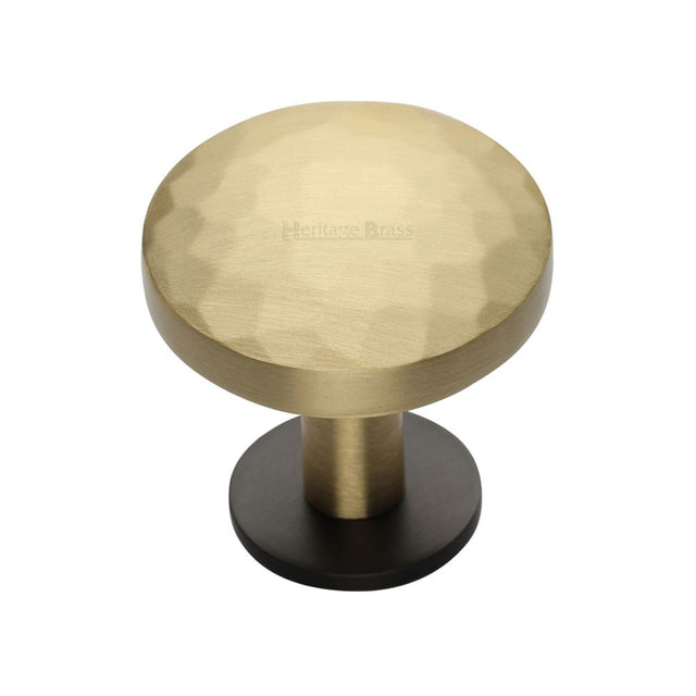 This is an image of a Heritage Brass - Cabinet Knob Round Hammered Design with Rose 32mm Matt Bronze/S, c3876-32-bsb that is available to order from T.H Wiggans Ironmongery in Kendal.