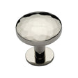 This is an image of a Heritage Brass - Cabinet Knob Round Hammered Design with Rose 32mm Polished Nickel F, c3876-32-pnf that is available to order from T.H Wiggans Ironmongery in Kendal.