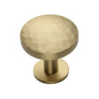 This is an image of a Heritage Brass - Cabinet Knob Round Hammered Design with Rose 32mm Satin Brass Fi, c3876-32-sb that is available to order from T.H Wiggans Ironmongery in Kendal.