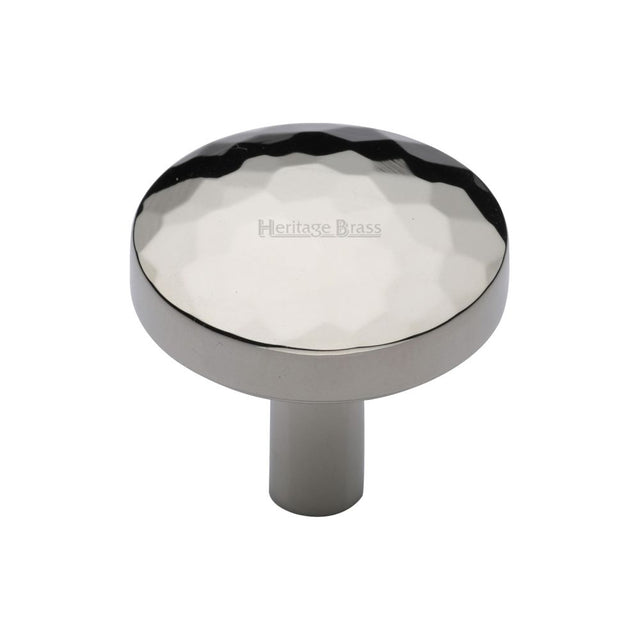 This is an image of a Heritage Brass - Cabinet Knob Round Hammered Design 32mm Polished Nickel Finish, c3877-32-pnf that is available to order from T.H Wiggans Ironmongery in Kendal.