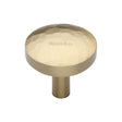 This is an image of a Heritage Brass - Cabinet Knob Round Hammered Design 32mm Satin Brass Finish, c3877-32-sb that is available to order from T.H Wiggans Ironmongery in Kendal.