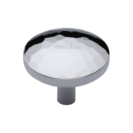 This is an image of a Heritage Brass - Cabinet Knob Round Hammered Design 38mm Polished Chrome Finish, c3877-38-pc that is available to order from T.H Wiggans Ironmongery in Kendal.