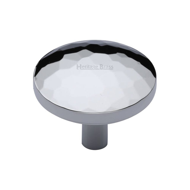 This is an image of a Heritage Brass - Cabinet Knob Round Hammered Design 38mm Polished Chrome Finish, c3877-38-pc that is available to order from T.H Wiggans Ironmongery in Kendal.