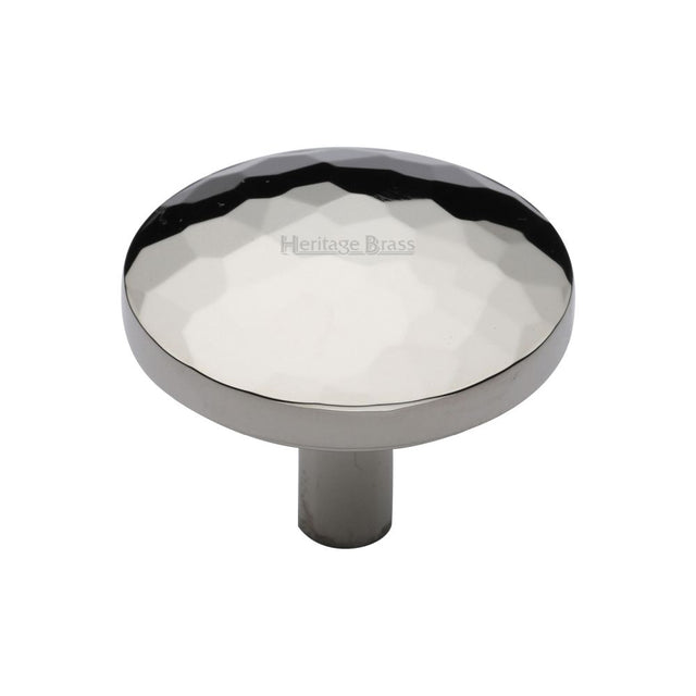 This is an image of a Heritage Brass - Cabinet Knob Round Hammered Design 38mm Polished Nickel Finish, c3877-38-pnf that is available to order from T.H Wiggans Ironmongery in Kendal.