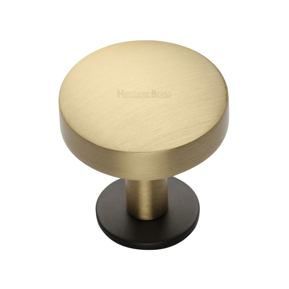 This is an image of a Heritage Brass - Cabinet Knob Domed Disc Design with Rose 32mm Matt Bronze/Satin, c3878-32-bsb that is available to order from T.H Wiggans Ironmongery in Kendal.