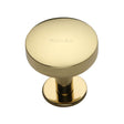 This is an image of a Heritage Brass - Cabinet Knob Domed Disc Design with Rose 32mm Polished Brass Finish, c3878-32-pb that is available to order from T.H Wiggans Ironmongery in Kendal.