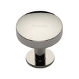 This is an image of a Heritage Brass - Cabinet Knob Domed Disc Design with Rose 32mm Polished Nickel Finis, c3878-32-pnf that is available to order from T.H Wiggans Ironmongery in Kendal.