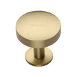 This is an image of a Heritage Brass - Cabinet Knob Domed Disc Design with Rose 32mm Satin Brass Finish, c3878-32-sb that is available to order from T.H Wiggans Ironmongery in Kendal.