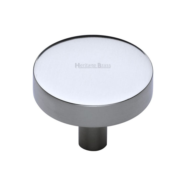 This is an image of a Heritage Brass - Cabinet Knob Disc Design 32mm Polished Chrome Finish, c3880-32-pc that is available to order from T.H Wiggans Ironmongery in Kendal.