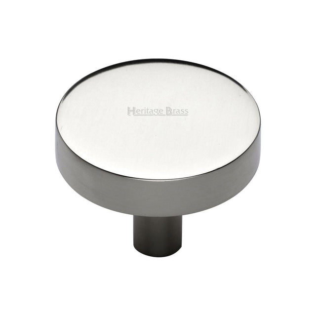 This is an image of a Heritage Brass - Cabinet Knob Disc Design 32mm Polished Nickel Finish, c3880-32-pnf that is available to order from T.H Wiggans Ironmongery in Kendal.