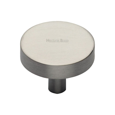This is an image of a Heritage Brass - Cabinet Knob Disc Design 32mm Satin Nickel Finish, c3880-32-sn that is available to order from T.H Wiggans Ironmongery in Kendal.