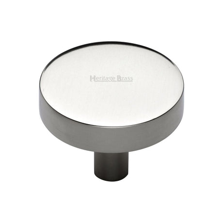 This is an image of a Heritage Brass - Cabinet Knob Disc Design 38mm Polished Nickel Finish, c3880-38-pnf that is available to order from T.H Wiggans Ironmongery in Kendal.